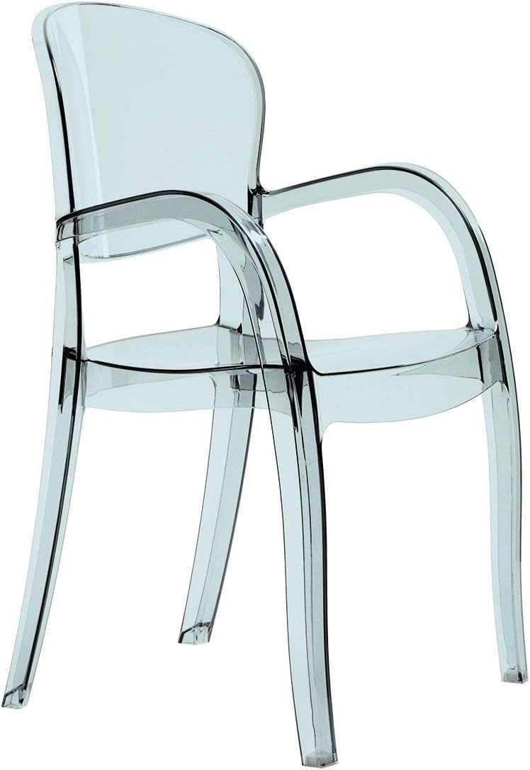 Upon Grand Soleil Joker Indoor Outdoor Patio Dining Arm Chairs Stackable and Durable Glossy Finish Set of 2 Transparent