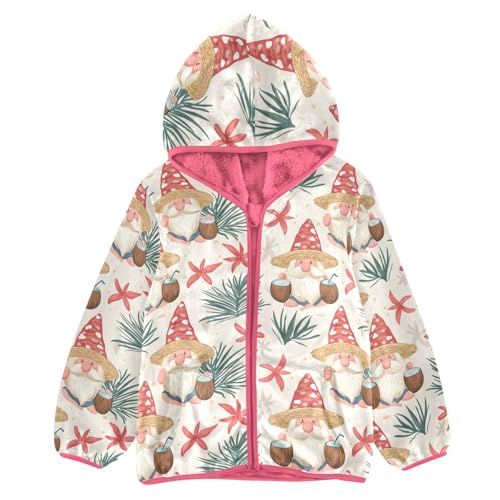 Gnome with Coconut Girls Fleece Jacket Girls Fall Jacket Girl Coats Zip Up Hoodie Children Sherpa Warm Outerwear 2-10T