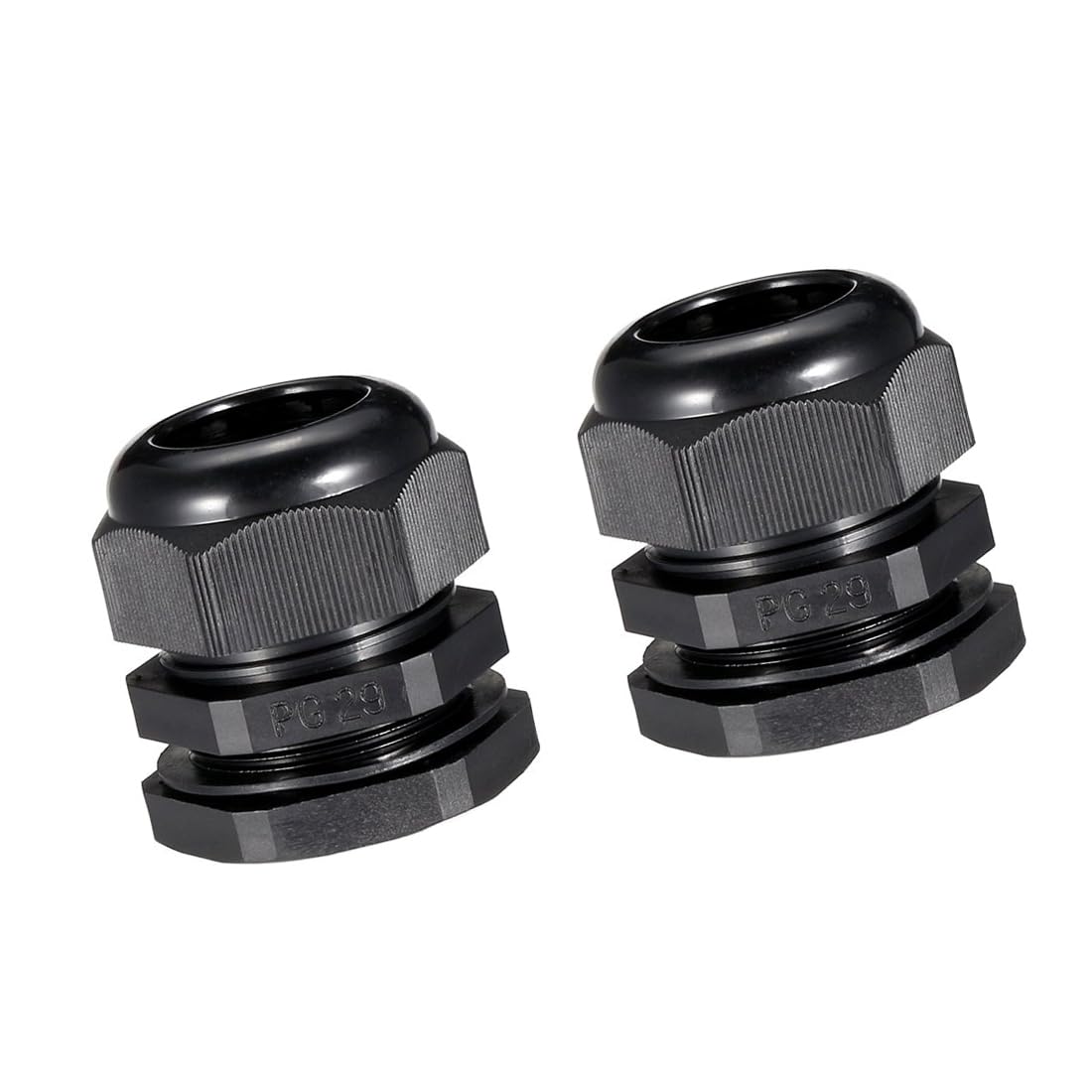 Unifizz 2Pcs PG29 Cable Gland – Durable Threaded Wire Connector with Locknut for 18-25mm Dia Cable Wire, Black