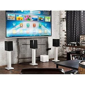 Kanto sx26w 26 universal fillable speaker floor stands for bookshelf speakers cable channel two sizes top plate fill bags incl pair white  urban country home decor