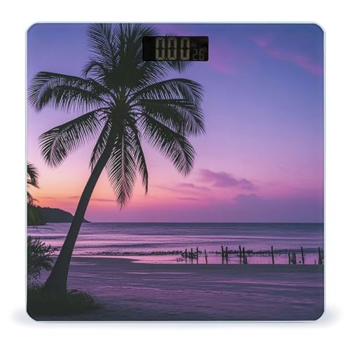 Báscula Digital de Baño Palm Tree Purple Sun de Vidrio Templado miniatura 1