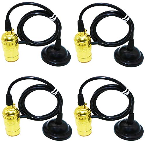 Portalámparas E27 industrial y vintage con soporte de techo en metal antiguo pack de 4