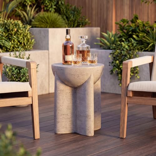Image of COSIEST Outdoor Patio Side Table, Lightweight MgO Concrete Accent Table