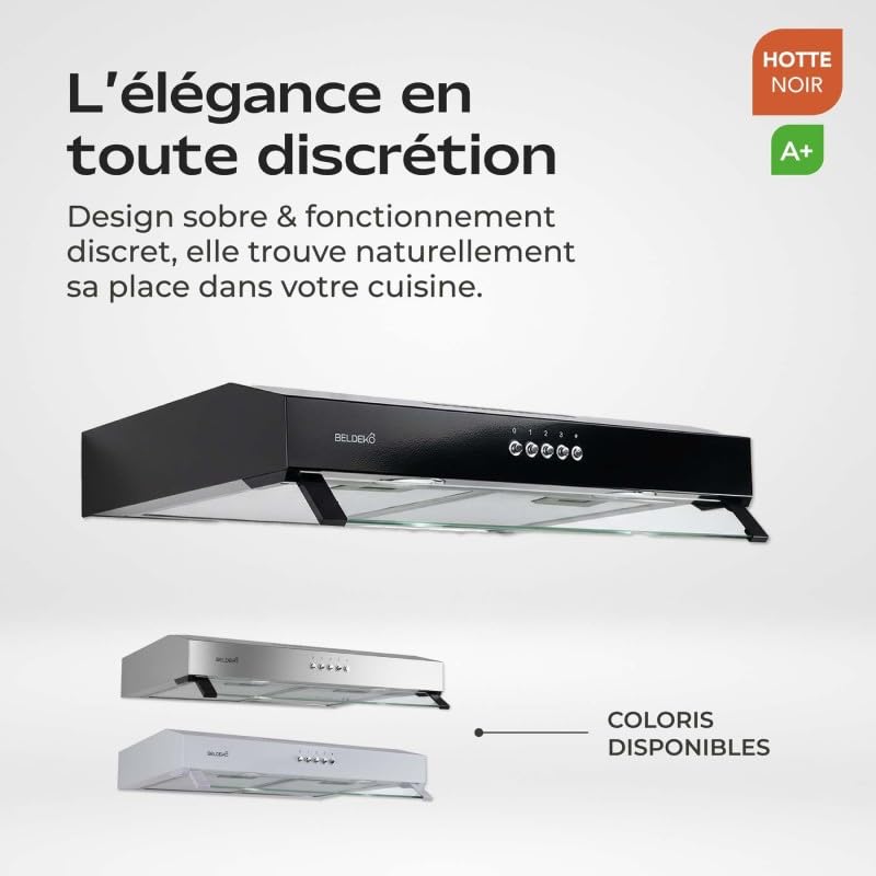 Cappa cappa da 60 cm in nero – Performance A+ design extra-piatto BelDeko Eco - 3