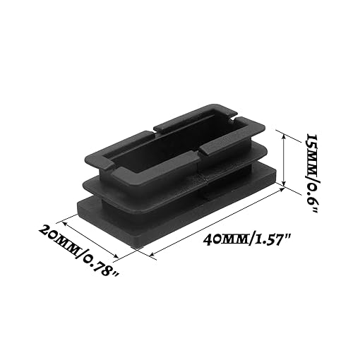 Miniatura 3 de Piutouyar Tapas rectangulares de tubo, inserto de enchufe de plástico, tapa de extremo negra para inserto de orificio de tubo, vallas, protección