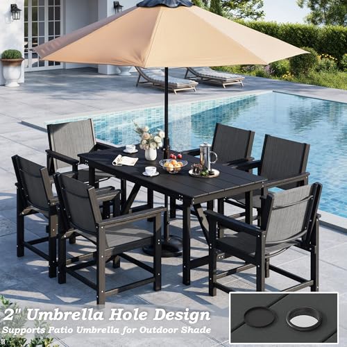 Image of Amopatio Outdoor Chair HDPE Patio Dining Chair Set of 3 | with Umbrella Hole;