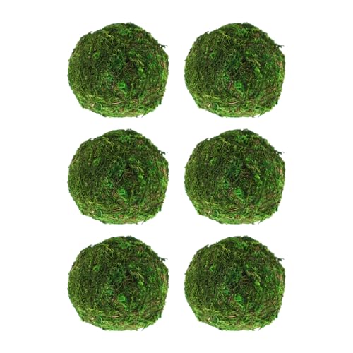 Home Decor 6Pcs Decorative Faux Dried Moss Balls Artificial Green Plant Mossy Globes Handmade Sphere Moss Hanging Balls for Wedding Decors Party 8cm Green Artificial Moss