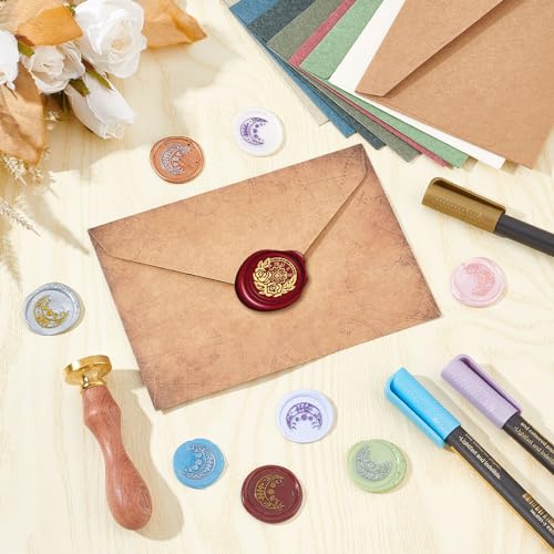 CRASPIRE Clock Wax Seal Stamp Rose Vintage 25mm Removable Brass Head Wood Handle Sealing Wax Stamp for Wedding Party Christmas Envelopes Invitations Gift Packing Wrap Decoration - Image 4