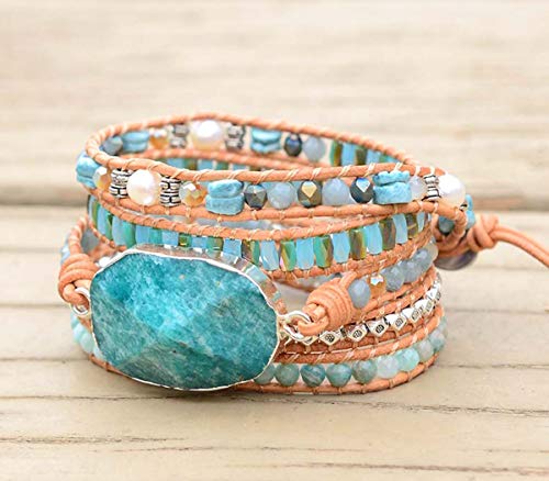 Image of Boho Wrap Bracelet for Women, Handmade Natural Imperial Jasper Multi-Layer Stone Beaded Bracelet, Bohemian Healing Crystal Stone Jewelry Gifts