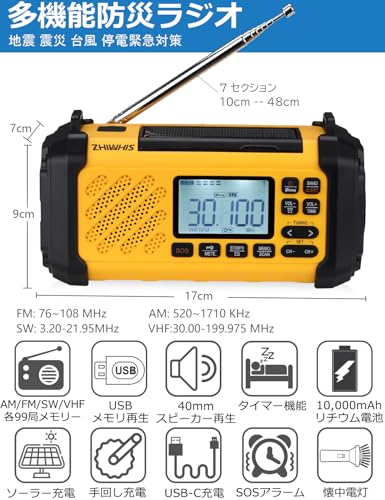 ZHIWHIS Bluetoothスピーカー BCLラジオ 短波受信機 VHF/FM/AM/SW