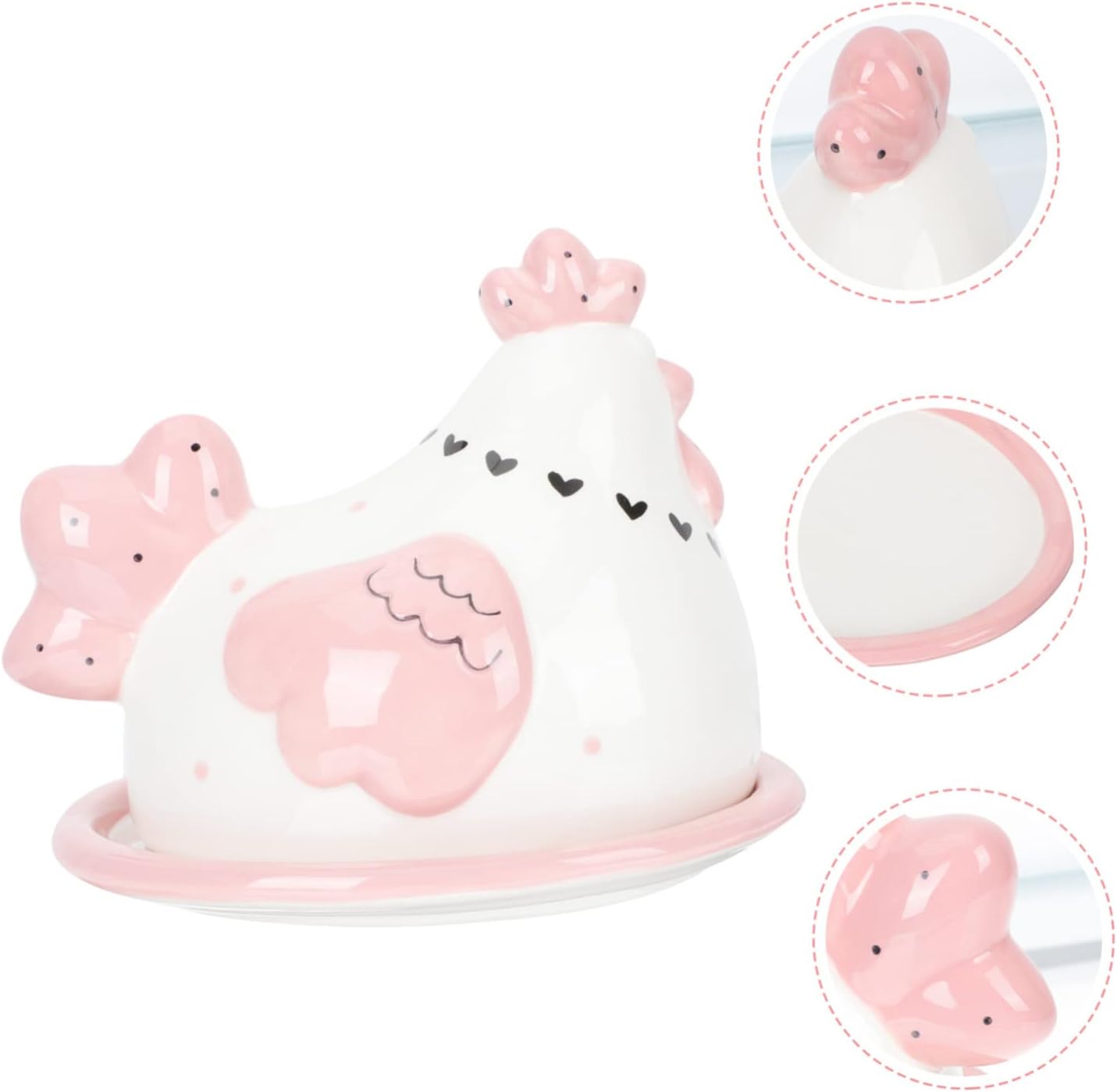 Cabilock Ceramic Butter Container Adorable Embossed Chick Shape Storage Box for Kitchen Countertop Cute Porcelain Butter Dish for Restaurants Home Use and Gift Giving