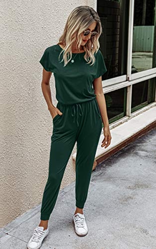 image for Angashion Women's Jumpsuits - Crewneck One Off Shoulder Short Sleeve E