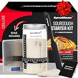 Complete Sourdough Starter Kit – Glass Jar with Lid, Kitchen Scale and More | Useful Birthday Gifts for Women, Bakers, Mom, Wife Christmas Gift Idea | Make Homemade Artisan Bread | Care for Your Sourdough Starter