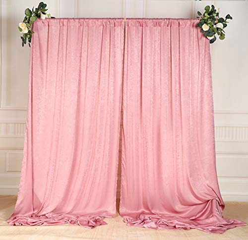 Sherway 2 Panels 4.8 Feet X 10 Feet Dusty Rose Thick Satin Backdrop Drapes, Non-Transparent Soft Window Curtains For Wedding Party Ceremony Stage Décor #TOP1