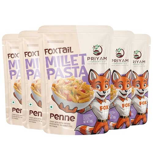 Image of PRIYAM ORGANICS Foxtail Millet Multigrain Penne Pasta with Seasoning Mix | Pack of 5 | Ultimate Multigrain Nutritious Pasta Blend | 960 g