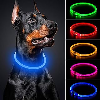 BSEEN LED Dog Collar - Cuttable Water Resistant Glowing Dog Collar Light Up