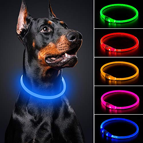 BSEEN LED Dog Collar - Cuttable Water Resistant Glowing Dog Collar Light Up