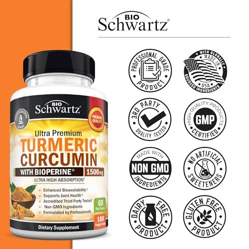 image for BioSchwartz Turmeric Curcumin with Black Pepper Extract 1500mg - High 