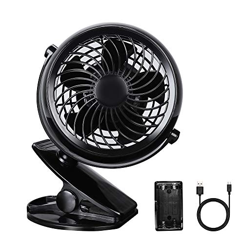 Usb Fan Clip on Fan Battery Operated Fan 5V Fan Personal Fan Mini Desk Fan Car Fan USB Cooling Fan Clip Fan 4 Inch table fan Portable for Desktop, Outdoor, Car, Stroller (Black)