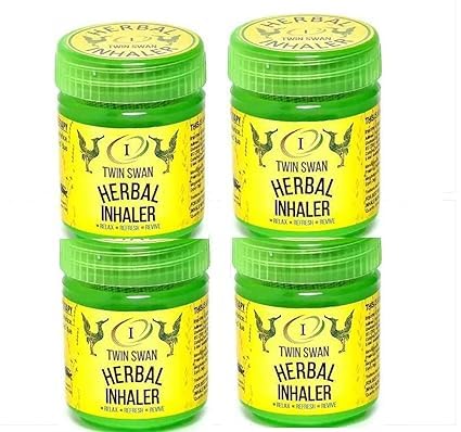 TWIN SWAN HONGTHAI Traditional Thai Moderate Strong Herbal Inhalent Inhaler (10 g) (Pack Of 4)