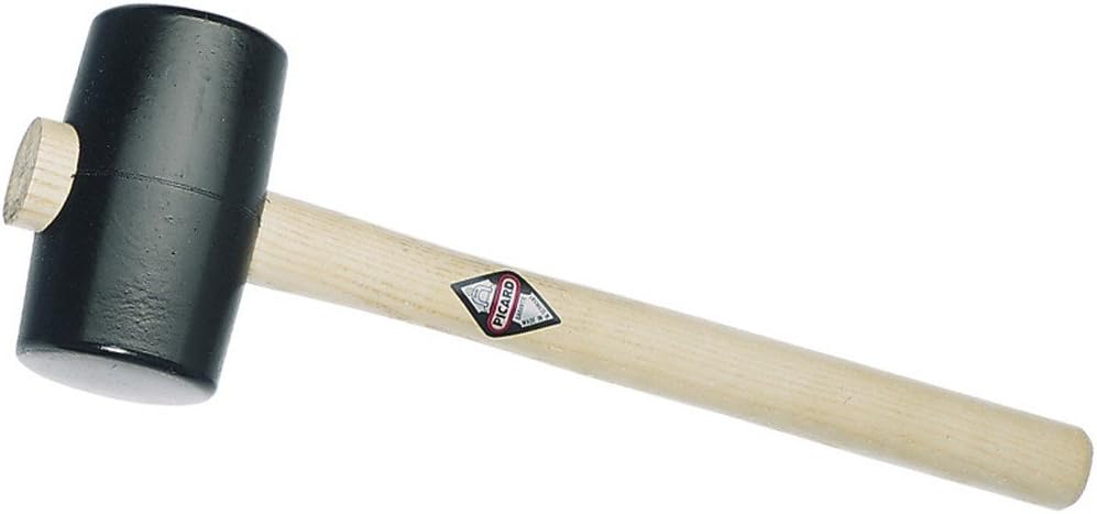 Picard Rubber Mallet Gr. 2 480g – Black Rubber Head with Flat Faces, Ash Wood Handle, For Sensitive Work, Hardscaping & Landscaping, 115mm Length, 65mm Diameter, 2510711-2