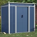 SUXXAN Metal Outdoor Storage Shed 6FT x 4FT, Steel Utility Tool Shed Storage House with Sliding Door, Metal Sheds Outdoor Storage for Backyard Garden Patio Lawn, Blue