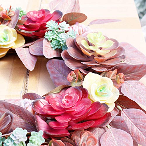 Couronne de Noël pour mur et fenêtre au design d'eucalyptus et feuilles rouges