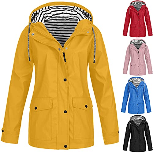 Genérico Chubasquero para mujer, tallas grandes, impermeable, cortavientos, chaqueta funcional con capucha, entretiempo, chaqueta ligera de invierno, chaqueta softshell para exteriores, forro polar