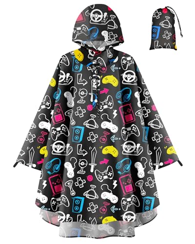 Image of OlyPegic Kids Rain Poncho with Hooded Reusable Waterproof Lightweight Ponchos Kids Boy Girl Raincoat Outwear