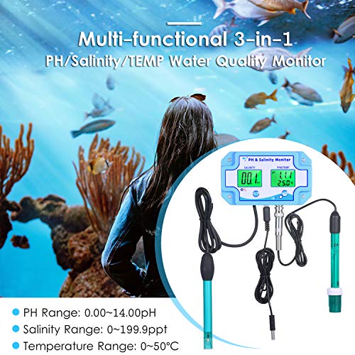 Moniteur de qualité de l'eau 3-en-1 PH salinité Temp HUIOP - 4