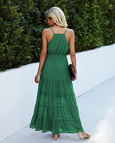 Image of PRETTYGARDEN Women's 2026 Summer Maxi Dress Spaghetti Strap Sleeveless High Waist Beach Vacation Long Sundresses