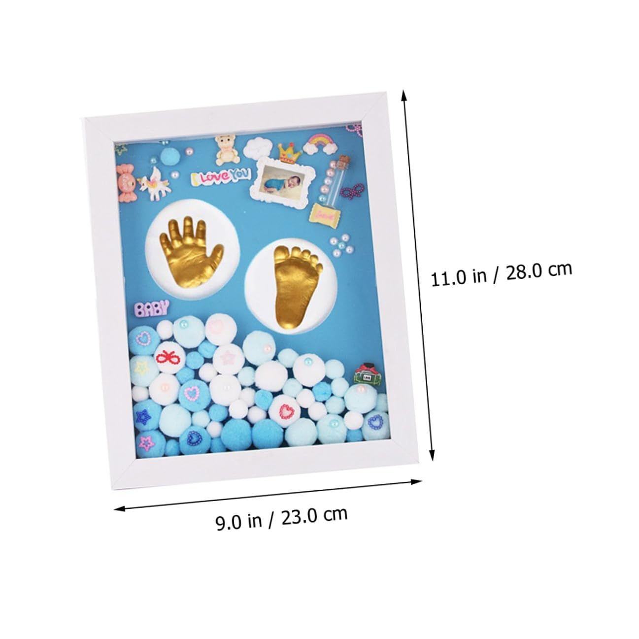 Totority Cornice Impronta Mani e Piedi per Neonata in Acrilico Oro, Set Regalo Nascita e Battesimo Decorazione da Parete