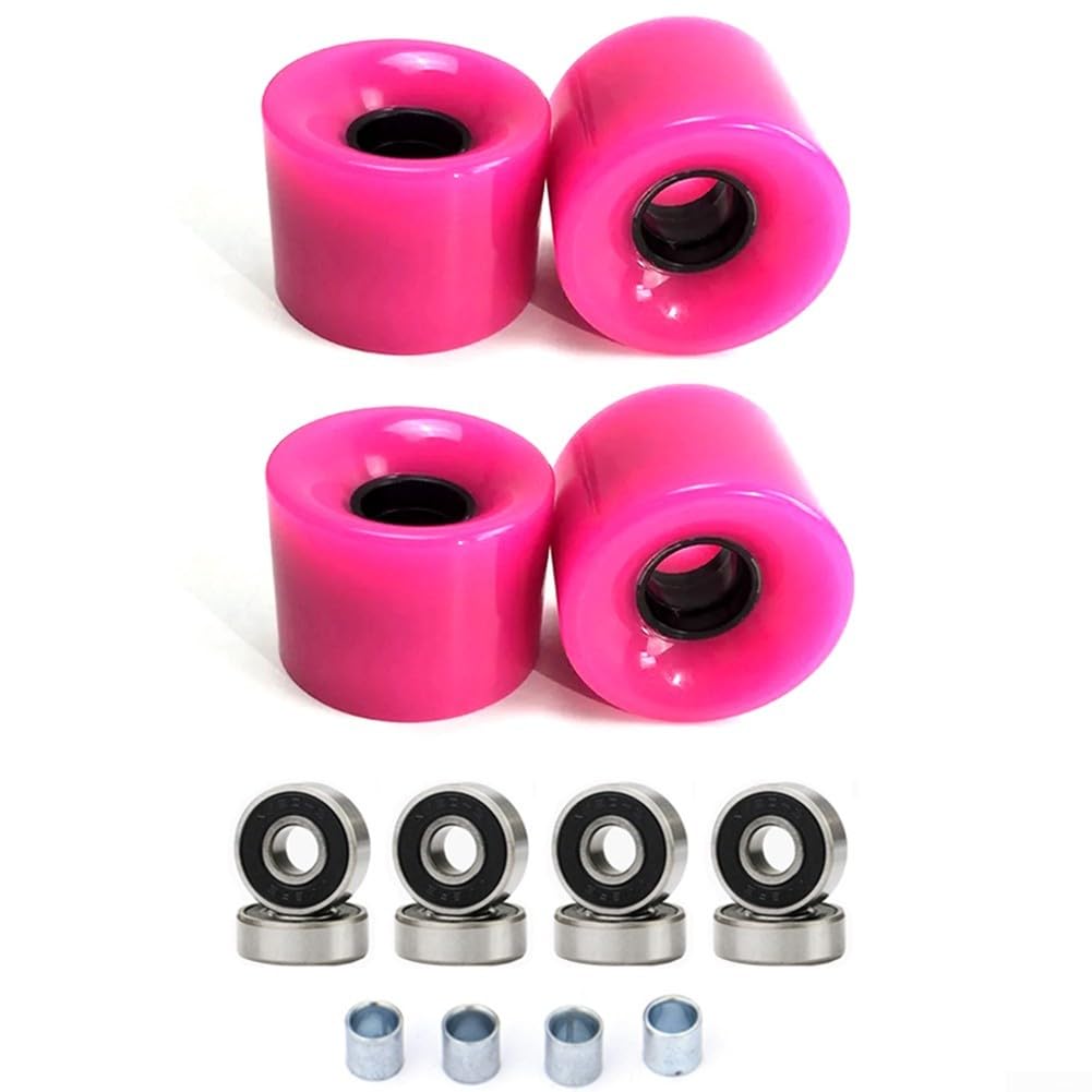 MKTOLHU 4 ruedas de monopatín 78A de 60 x 45 mm con rodamientos ABEC-9 espaciadores para longboard para Cruiser Street Skating PU Soft Ride Roller Set (negro) — view 6
