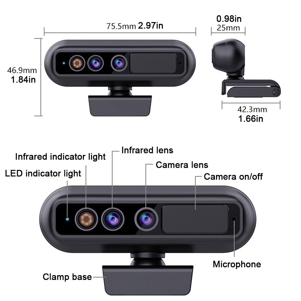LEIYTFE Webcam Per Conferenze Webcam Ultra HD 2K Per Laptop Autofocus, Microfoni Con Cancellazione Del Rumore, Video Camera Per Streaming Meeting Gaming, Collegamento E Gioco Istantaneo