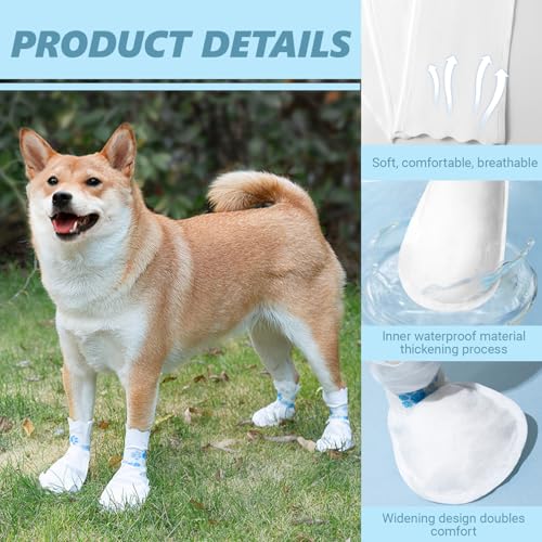 OBSEWAU 20 Stück Einweg-Hundeschuhe, Einweg-Hundesocken mit selbstklebenden Pfotenpolstern, Hundefußabdeckungen Socken für kleine Hunde für drinnen und draußen Spaziergänge