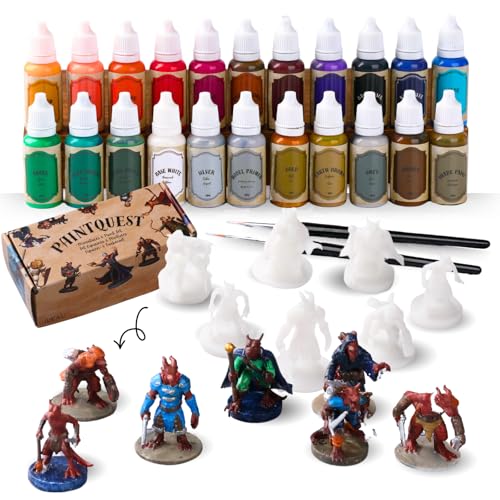 Peinture Acrylique Miniature Set 22 Couleurs avec Primer et 7 Figurine