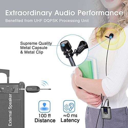 Alvoxcon Wireless Headset Lavalier Microphone System Wireless Lapel Mic Best For Iphone, Dslr Camera, Pa Speaker, Youtube, Podcast, Video Recording, Conference, Vlogging, Church, Interview, Teaching #TOP2