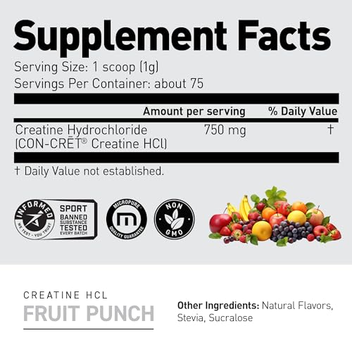 Image of Kaged Creatine HCl Powder | 7X Concentrated vs Mono | Muscle Building & Recovery | High Absorption | No Bloating | Creatine for Men & Women | Vegan, Gluten Free | Fruit Punch | 75 Servings