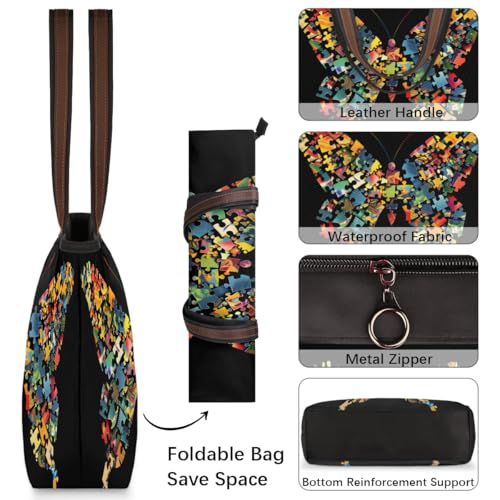 Large Tote Bag For Women Alphabet Chart Dinosaur Work Cloth Bags With Zipper Reusable Grocery4