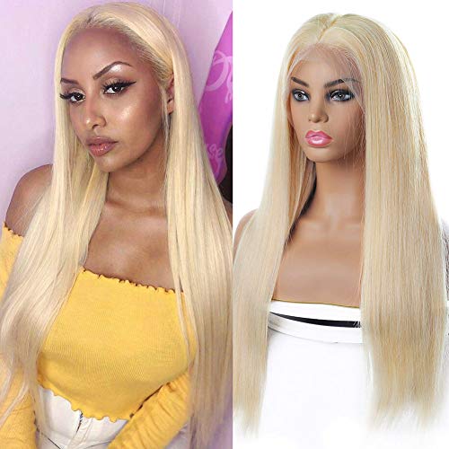 613 Blonde Lace Front Wig Human Hair Pre Plucked 13x4x1 T Part Straight Lace Front Wigs for Black Women 130% Density Blonde Human Hair Wigs with Baby Hair 14 Inch