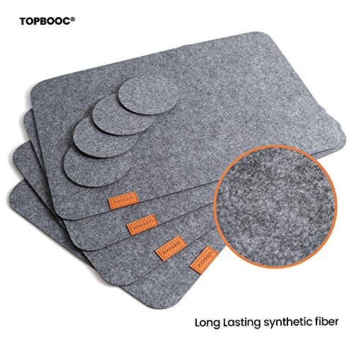 Place Mats for Dinning Table - Topbooc Felt Placemats Set of 6 Place Mats and 6 Coaster Heat-Resistant Anti-Skid Washable Table Mats( 12pcs Grey) - Thumbnail 3