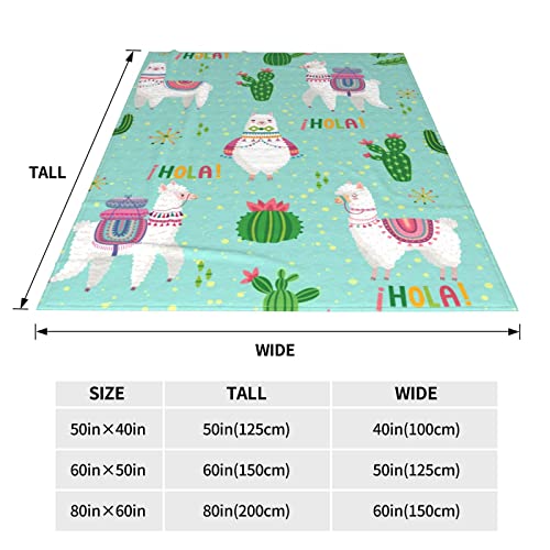 Alpaca Cactus Throw Blanket Soft Plush Warm Cozy Flannel Fleece Animal Blanket Lightweight For Bed Couch Sofa 60"X50" #TOP2