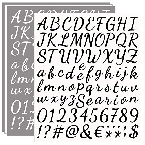 ZTXPRO 4 Pack Self Adhesive Vinyl Letter Number Symbol Stickers Kit, Alphabet Numbers Stickers for Mailbox, Door, Kitchen, Address Number, Scrapbook, Notebook - Black & White