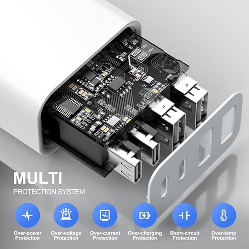 Cargador-USB-C-4-Puertos-Enchufe-USB-C-45W-para-iPhone-16-15-14-13-12-11-Pro-Max-SE-2020-XS-XR-X-8-Plus-ipad-Samsung-Cargador-Multiple-USBC-Carga-Rapida-Romalux-Cargador-Movil-Carga-Rapida-Tipo-C