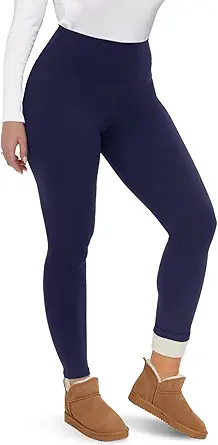 CAMPSNAIL Fleece Lined Leggings Women - Thick Soft High Waisted Black Tummy Control Thermal Warm Velvet Pants for Cold Winter