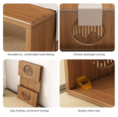 Mesa plegable de bambú tatami estilo japonés para té y meditación 5