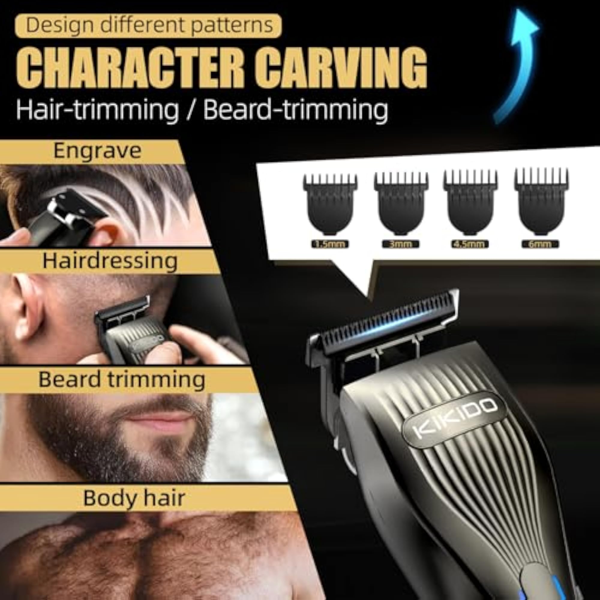 Gun Gold Hair Clippers for Men, Professional Grooming