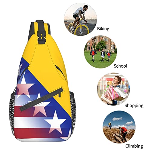 Mochila de bandolera unisex con bandera Americana y Bosnia miniatura 7