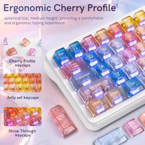 Image of dagaladoo Clear keycaps Set,Translucent Keyboard keycaps,Jelly Key caps | Shine Through keycaps,Cherry Profile Custom keycaps for Mx Switches Mechanical Keyboard(Sunset,115-keys)