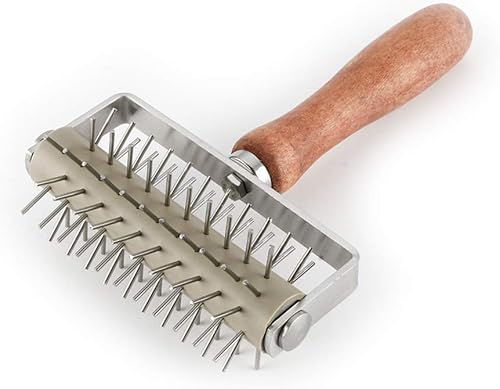 Miniatura 3 de Rodillo para masa de pizza, rodillo de pastelería con espiga para hornear galletas caseras para hacer agujeros para tartas, evita que la masa se